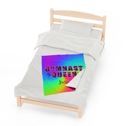 Gymnast Blanket, Velveteen Plush Blanket, Gymnast Queen, Personalized, Gymnastics Gift, Gift For Gymnast Mom Dad, Christmas Birthday Dancer