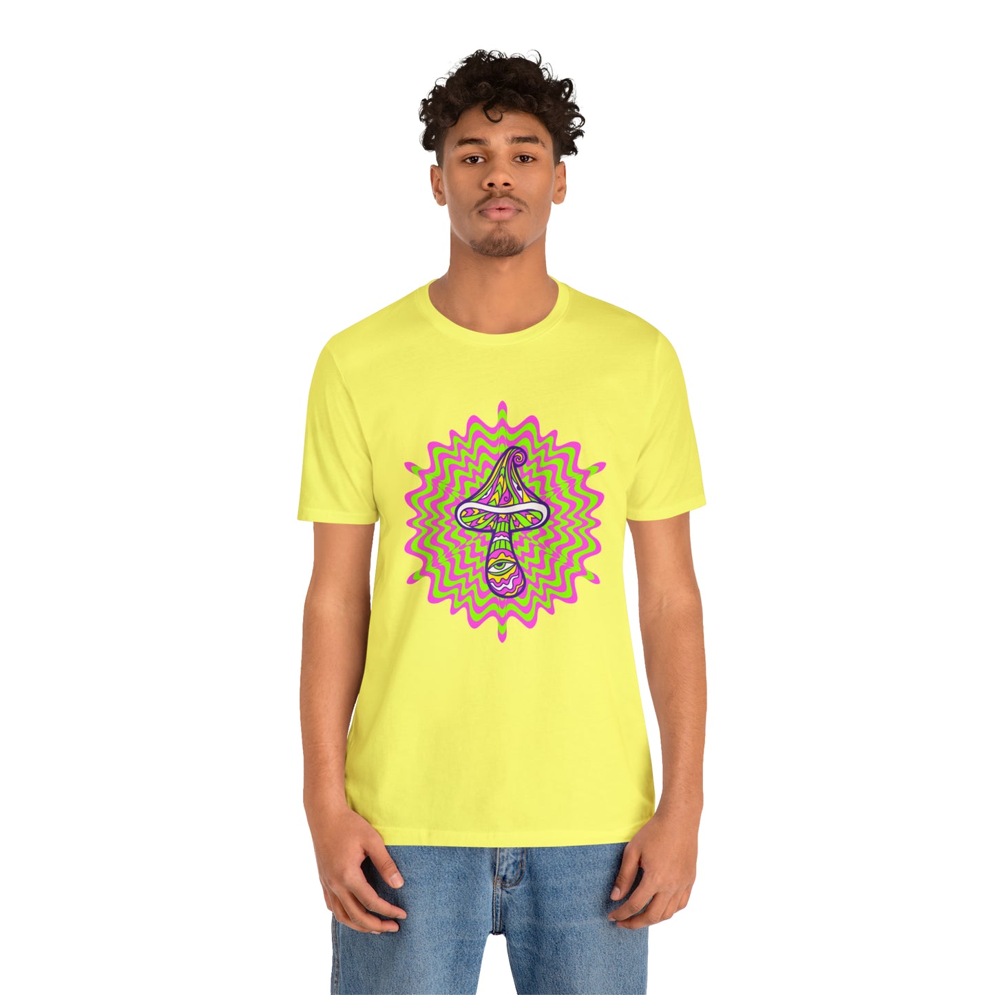 Colorful, Retro Mushrooms T-shirt- Adult, Regular Fit, Soft Cotton, T-shirt