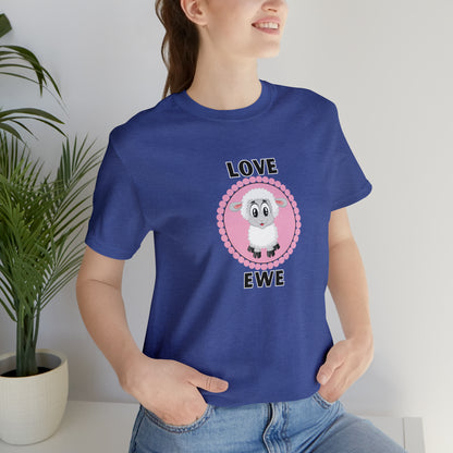 Sheep, Love Ewe, Animals- Adult, Regular Fit, Soft Cotton T-shirt