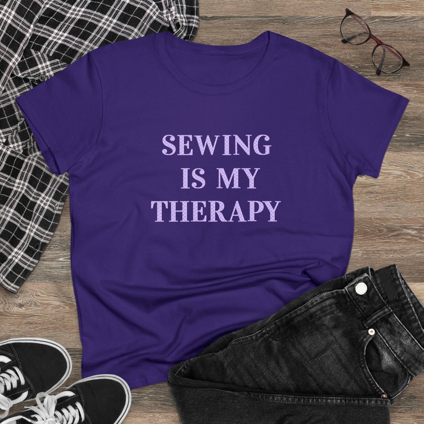 Sewing Is My Therapy- Adult, Semi-fitted T-shirt