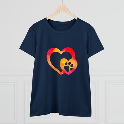 Art, Colorful, Love, Dog Paw- Adult, Semi-fitted, T-shirt