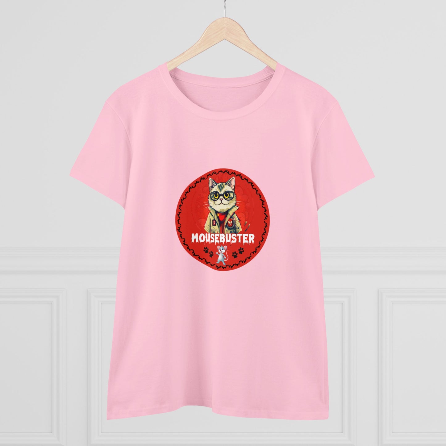 Animals, Cats, Mouse, Mousebuster, Funny, Holiday, Halloween- Adult, Semi-fitted, Smaller Size Image, T-shirt