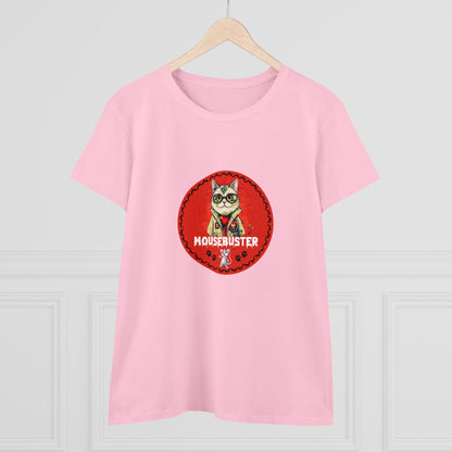 Animals, Cats, Mouse, Mousebuster, Funny, Holiday, Halloween- Adult, Semi-fitted, Smaller Size Image, T-shirt