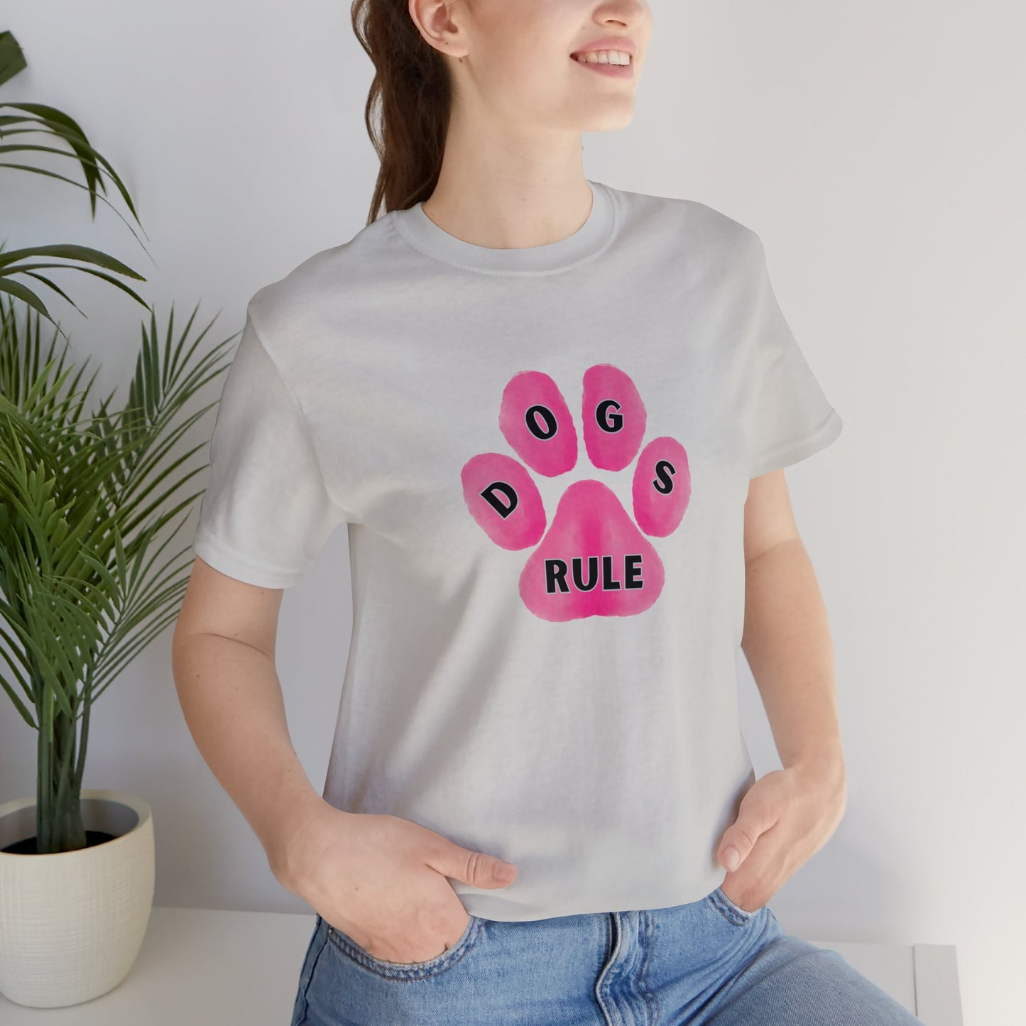 Art, Colorful, Dog Paw, Dogs Rule- Adult, Regular Fit, Soft Cotton, T-shirt