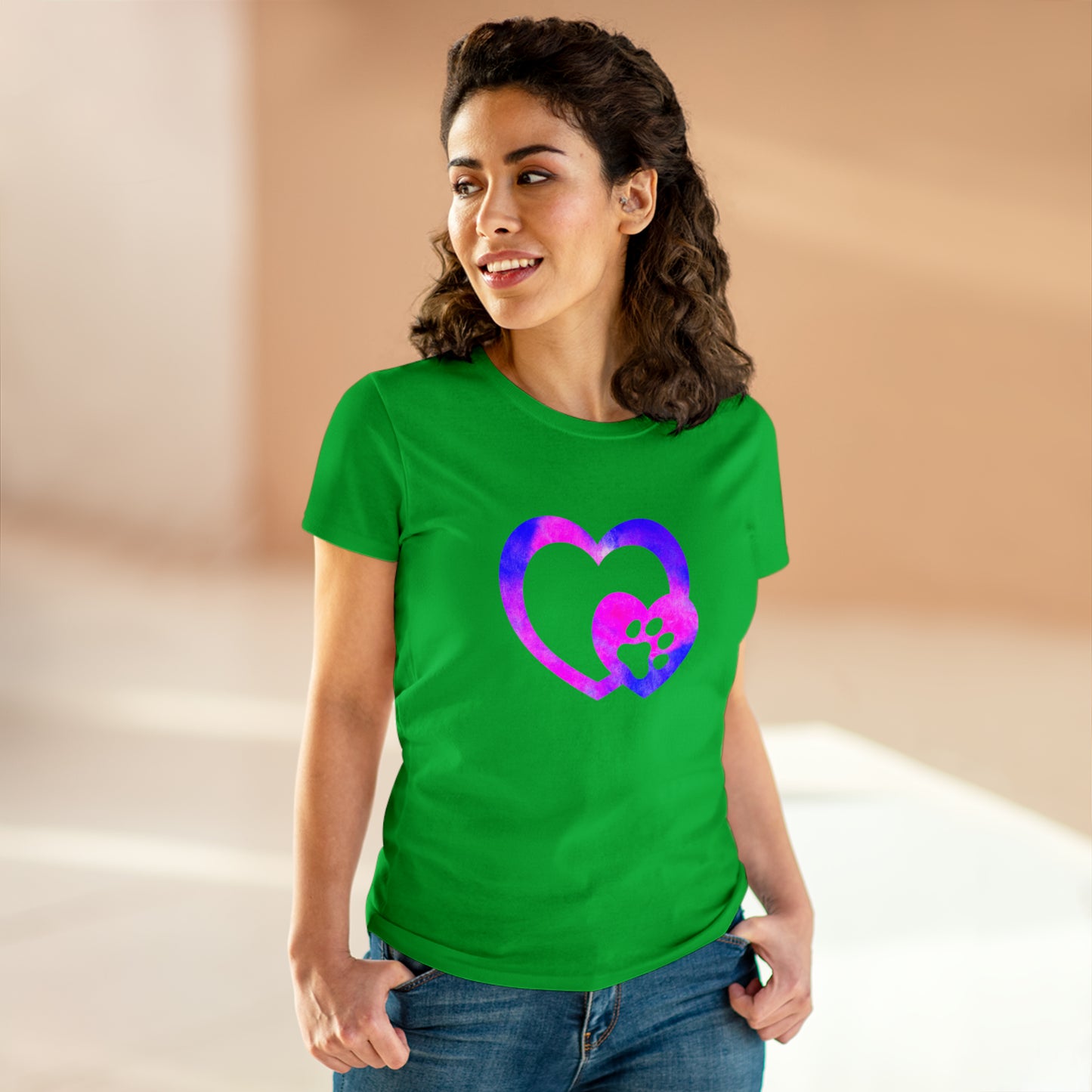 Art, Colorful, Love, Dog Paw- Adult, Semi-fitted, T-shirt