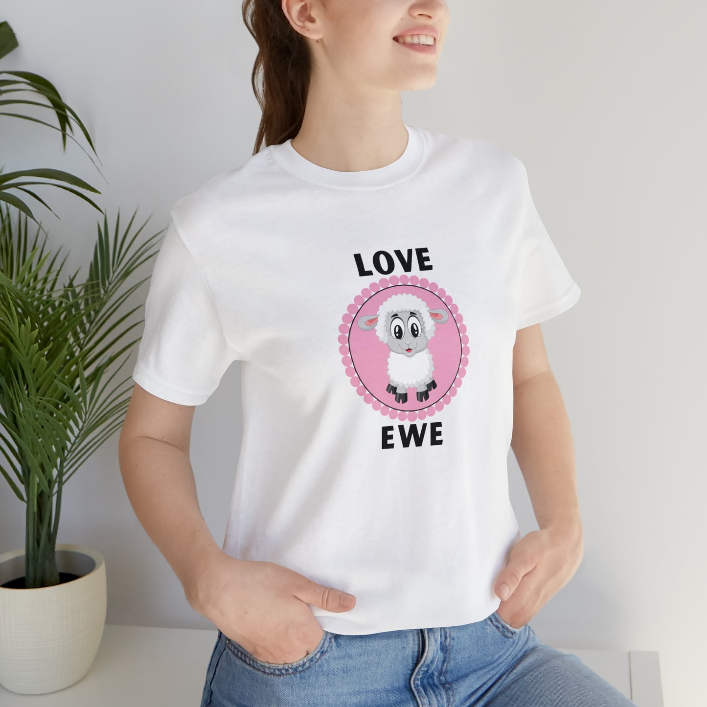 Sheep, Love Ewe, Animals- Adult, Regular Fit, Soft Cotton T-shirt