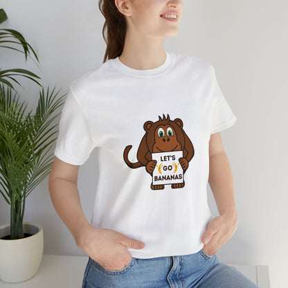 Monkey, Let's Go Bananas, Animals- Adult, Regular Fit, Soft Cotton, T-shirt