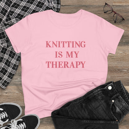 Knitting Is My Therapy- Adult, Semi-fitted T-shirt