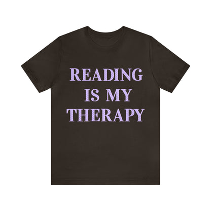 Reading Is My Therapy- Adult, Regular Fit, Soft Cotton, Full Size Image T-Shirt