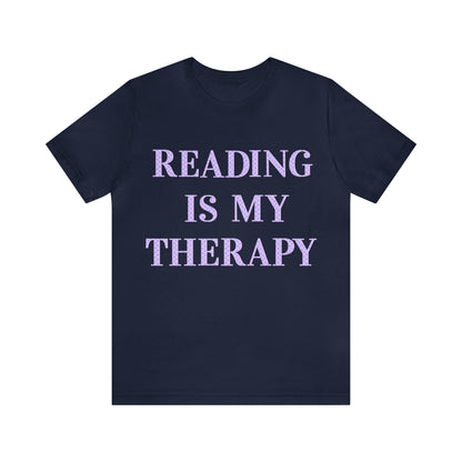 Reading Is My Therapy- Adult, Regular Fit, Soft Cotton, Full Size Image T-Shirt