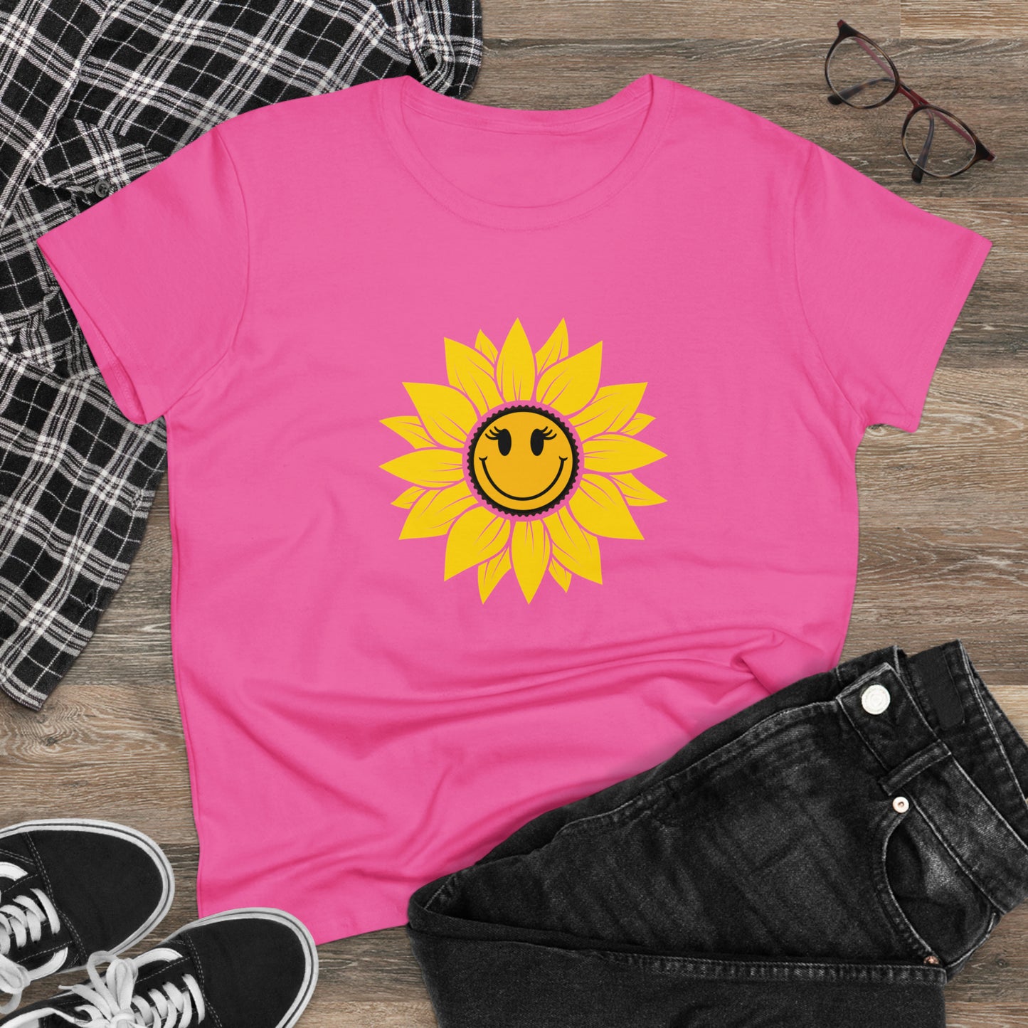 Positive, Sunflower, Nature, Gardens, Flowers, Garden- Adult, Semi-fitted, Half Caffeinated (Smaller Size Image), T-shirt