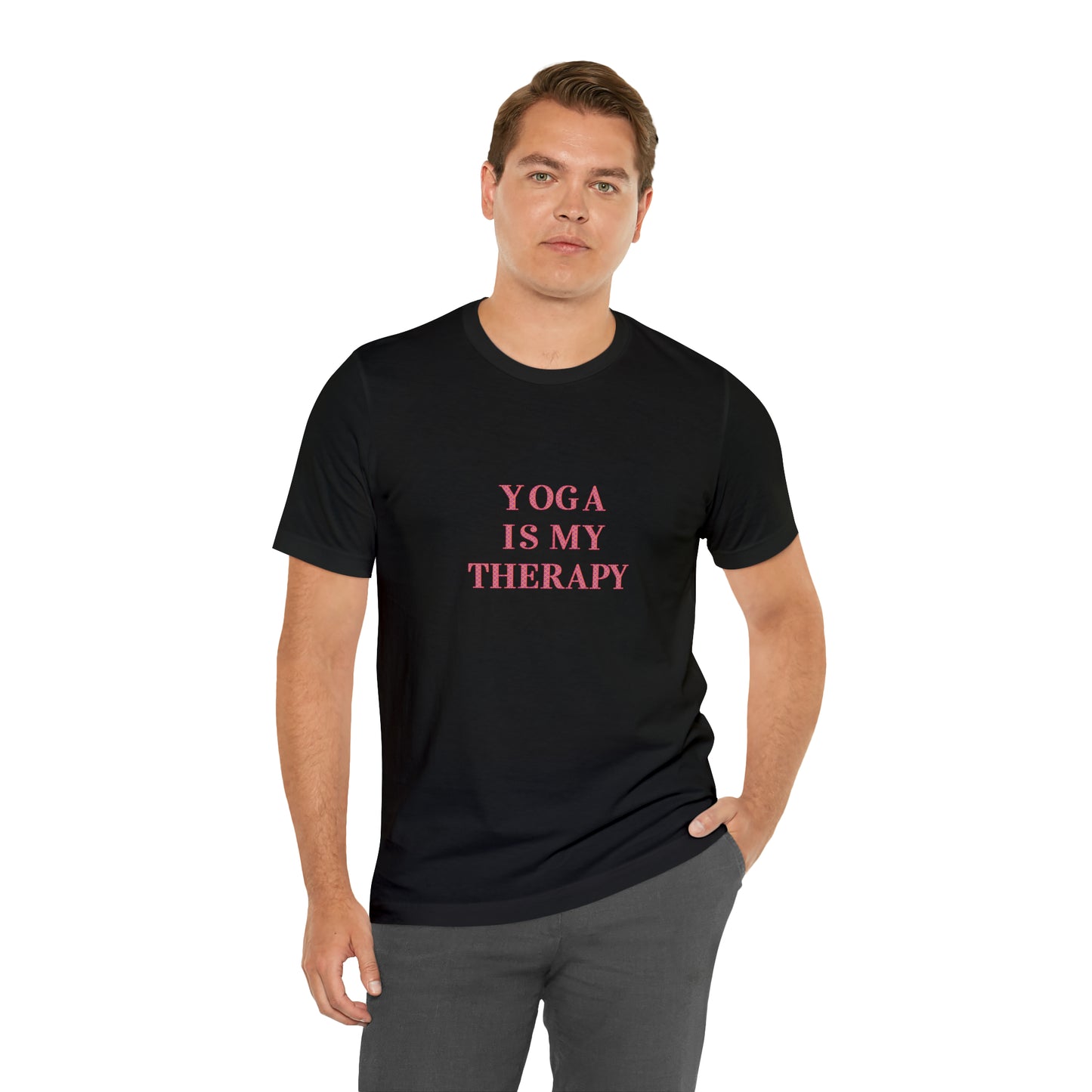 Yoga Is My Therapy- Adult, Regular Fit, Soft Cotton, Smaller Size Image, T-shirt