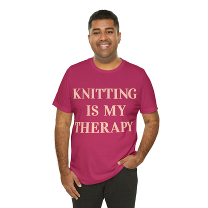 Knitting Is My Therapy- Adult, Regular Fit, Soft Cotton T-shirt