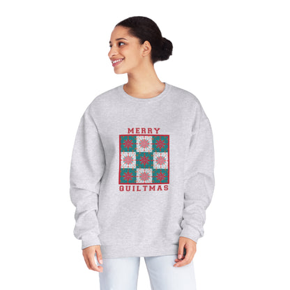 Merry Quiltmas, Merry Christmas Quilting Sweatshirt- Unisex NuBlend® Crewneck Sweatshirt