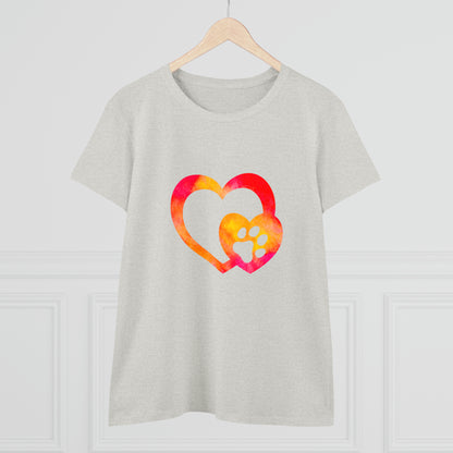 Art, Colorful, Love, Dog Paw- Adult, Semi-fitted, T-shirt