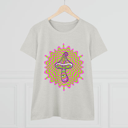 Colorful, Retro Mushrooms- Adult, Semi-fitted, Smaller Size Image, T-shirt