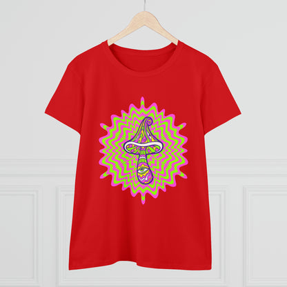 Colorful, Retro Mushrooms- Adult, Semi-fitted, Smaller Size Image, T-shirt