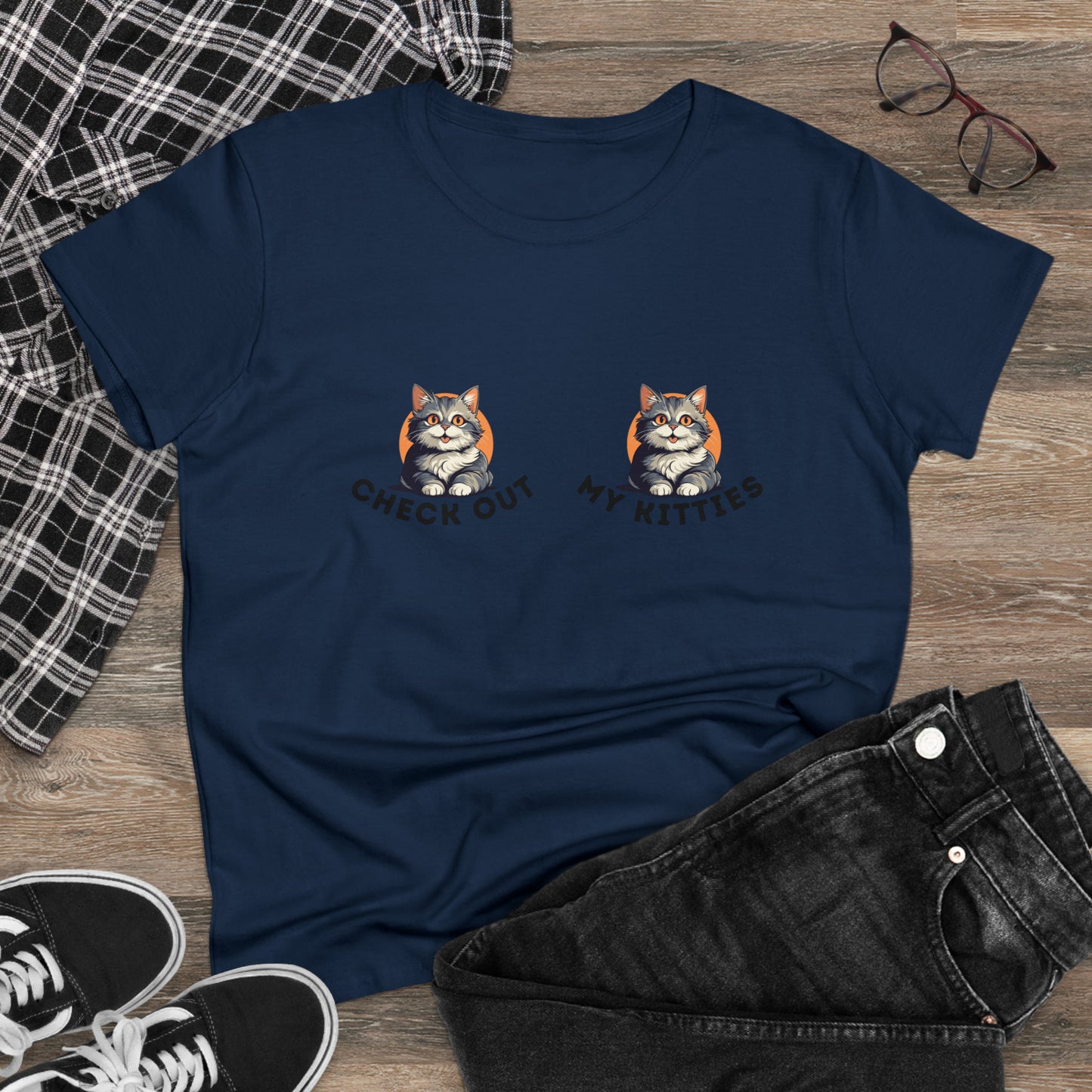 Kitty Cat T-Shirt / Check Out My Kitties Semi-Fitted Shirt / Unisex Jersey Short Sleeve Tee / Humorous Pet Clothes