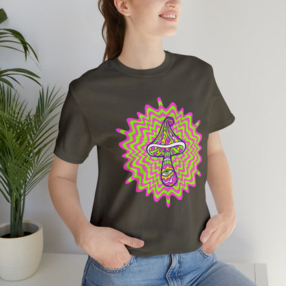 Colorful, Retro Mushrooms T-shirt- Adult, Regular Fit, Soft Cotton, T-shirt