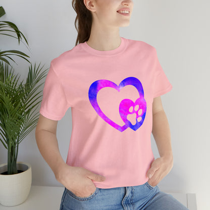 Art, Colorful, Love, Dog Paw- Adult, Regular Fit, Soft Cotton, T-shirt