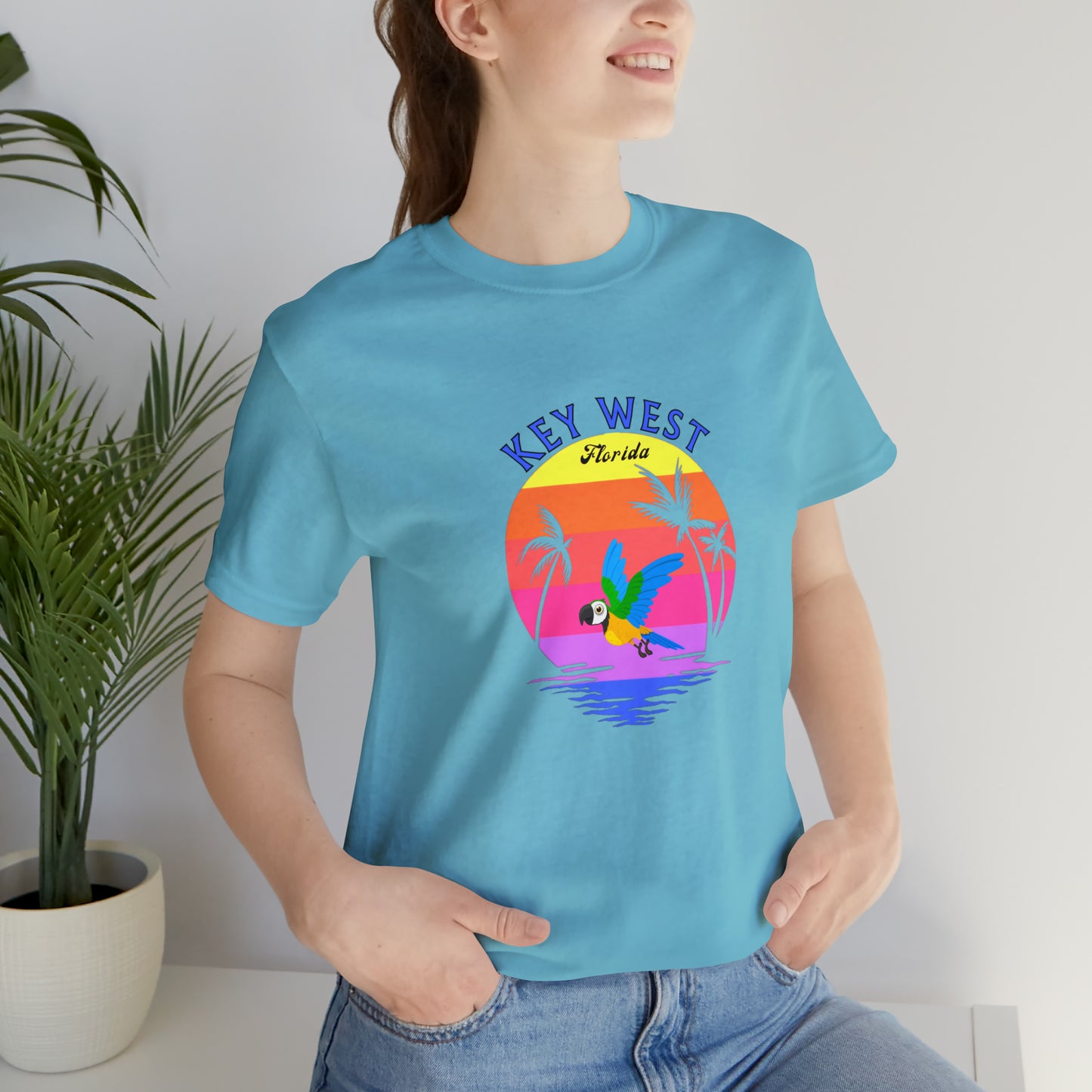 Places, States, Beach, Key West, Florida, United States of America, Animals, Birds- Adult, Regular Fit, Soft Cotton, T-shirt