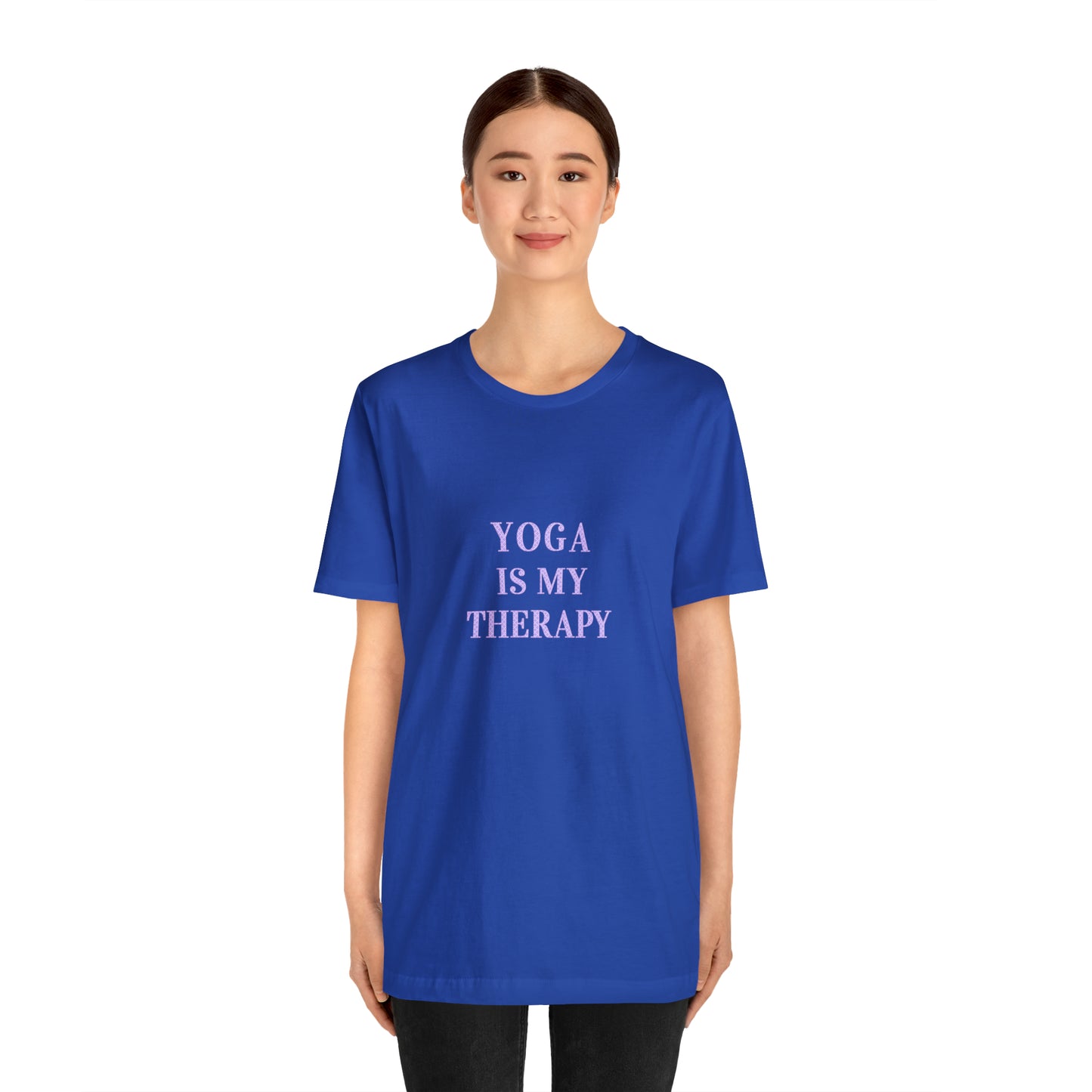 Yoga Is My Therapy- Adult, Regular Fit, Soft Cotton, Smaller Size Image, T-shirt