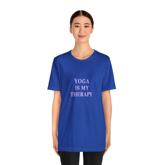 Yoga Is My Therapy- Adult, Regular Fit, Soft Cotton, Smaller Size Image, T-shirt