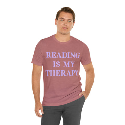 Reading Is My Therapy- Adult, Regular Fit, Soft Cotton, Full Size Image T-Shirt