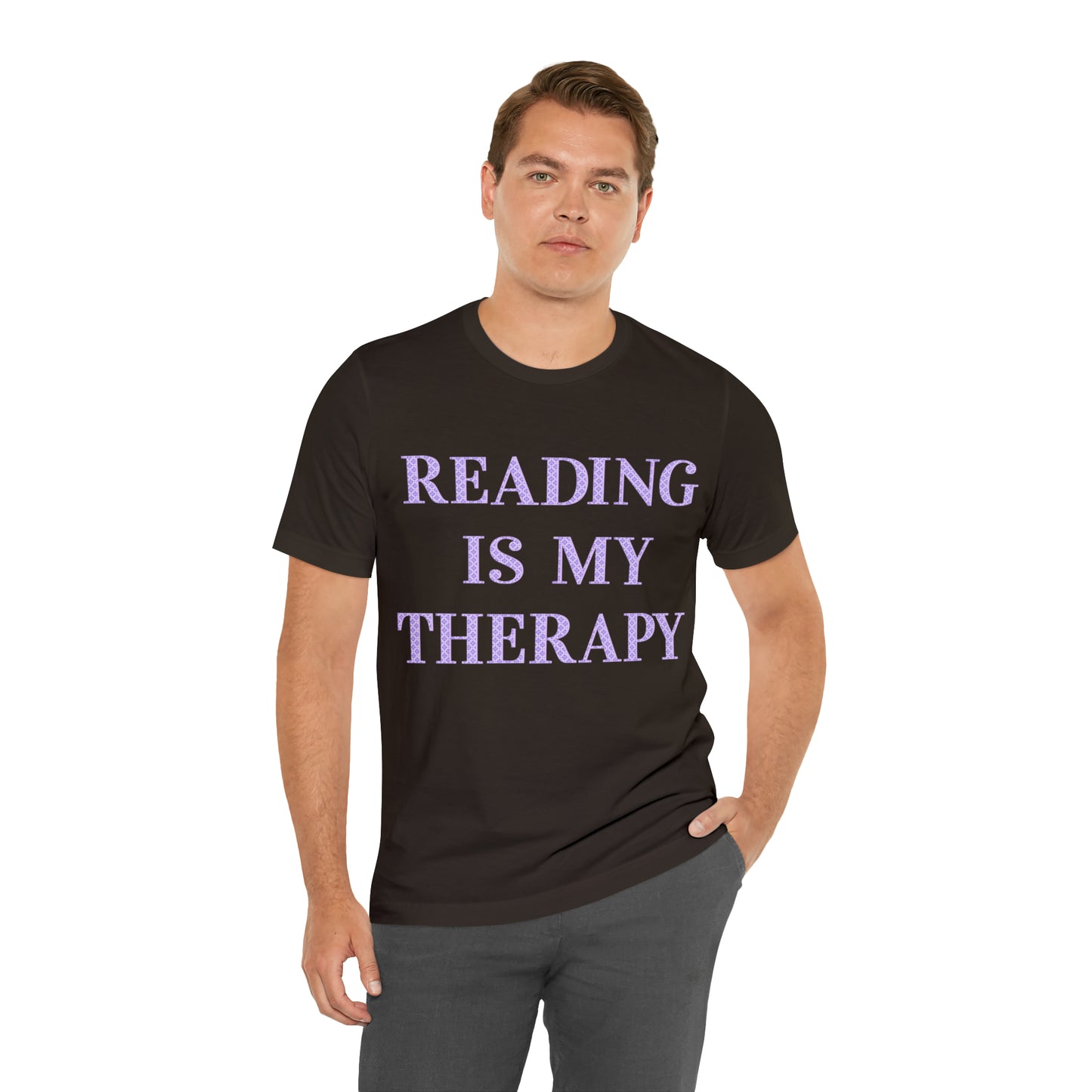 Reading Is My Therapy- Adult, Regular Fit, Soft Cotton, Full Size Image T-Shirt