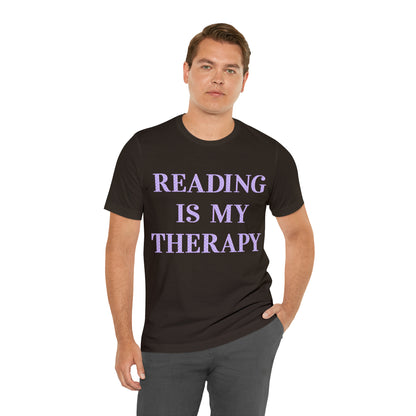 Reading Is My Therapy- Adult, Regular Fit, Soft Cotton, Full Size Image T-Shirt