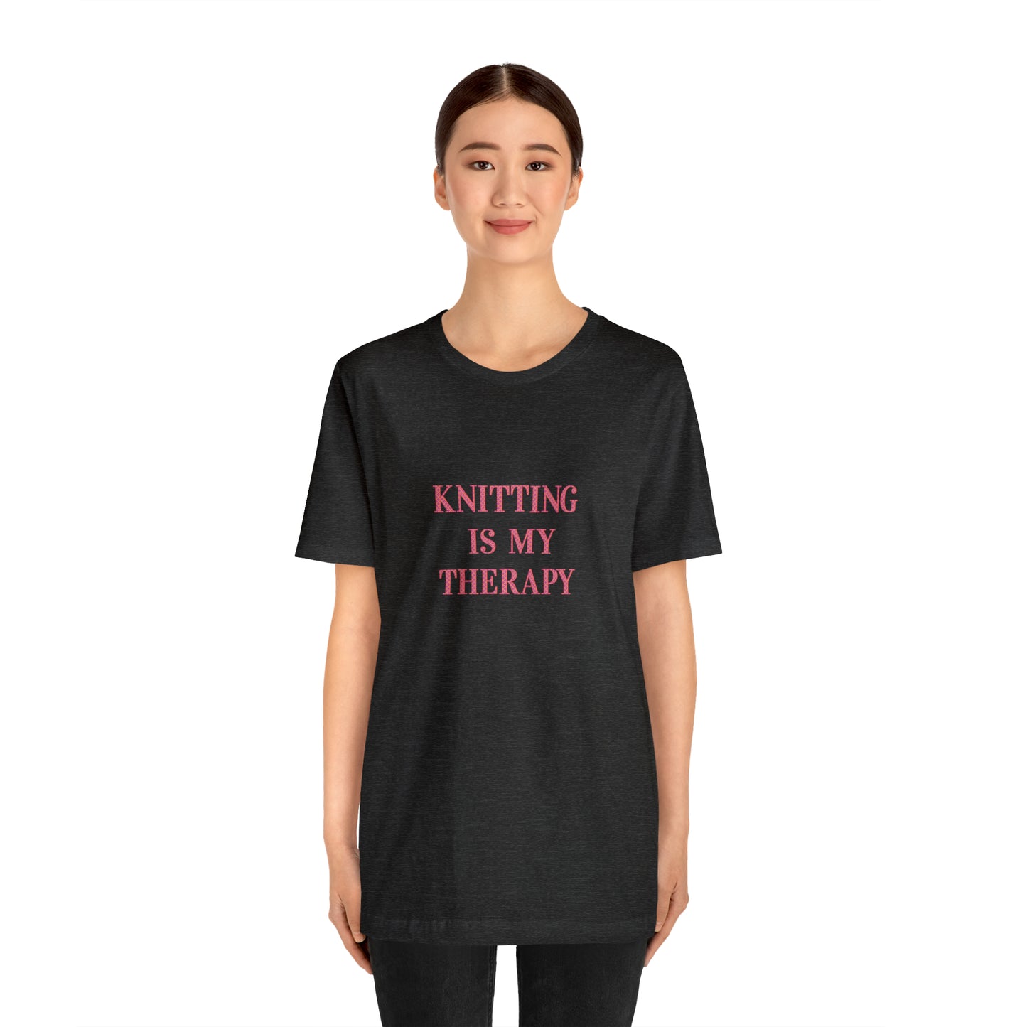 Knitting Is My Therapy- Adult, Regular Fit, Smaller Size Image, Soft Cotton, T-shirt