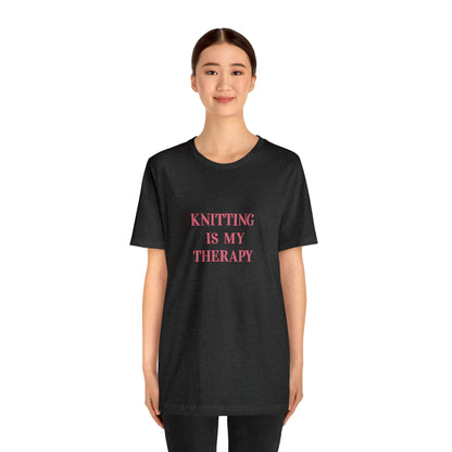 Knitting Is My Therapy- Adult, Regular Fit, Smaller Size Image, Soft Cotton, T-shirt