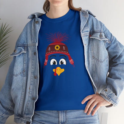 Thanksgiving Funny, Cute Turkey face T-shirt-Unisex Heavy Cotton Tee