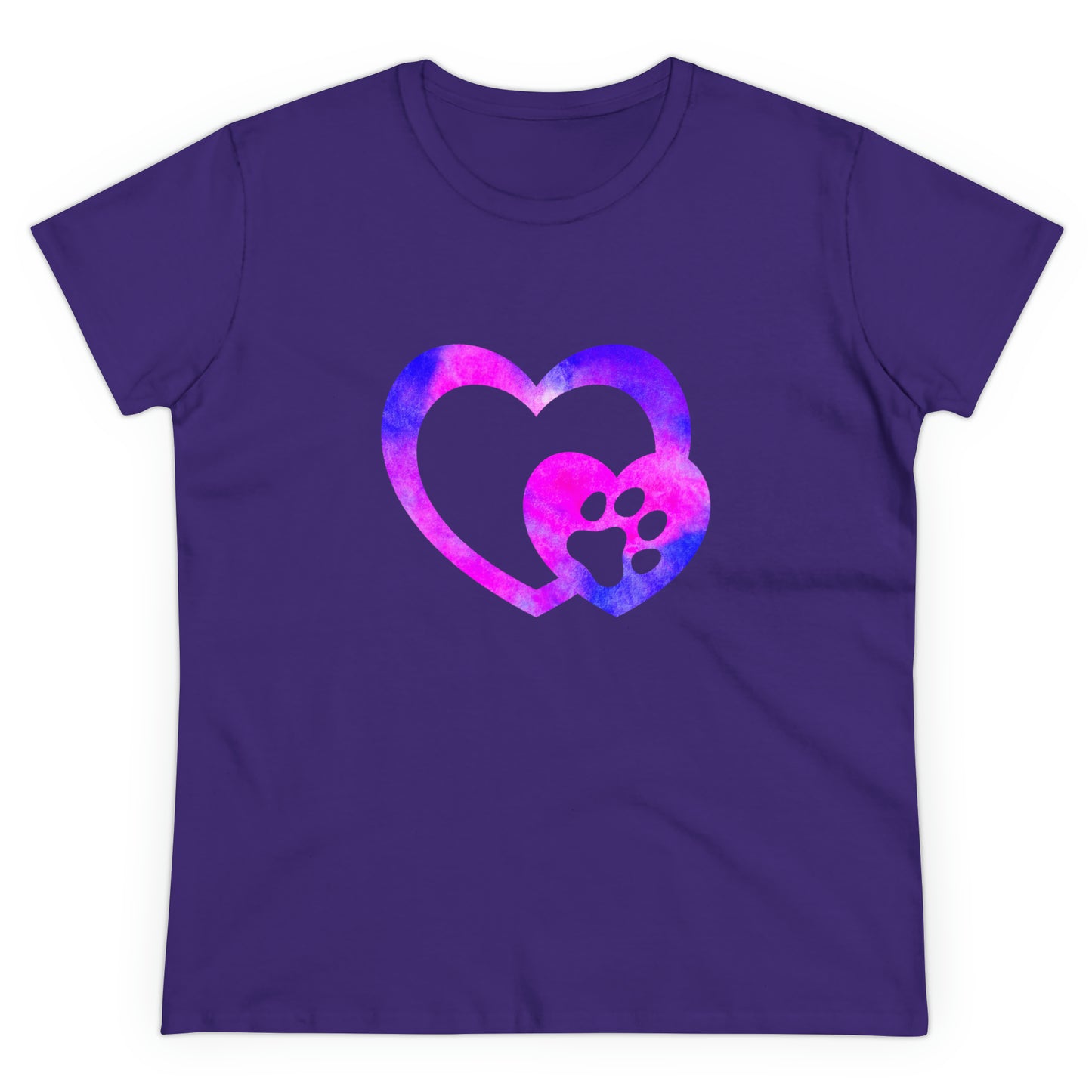 Art, Colorful, Love, Dog Paw- Adult, Semi-fitted, T-shirt