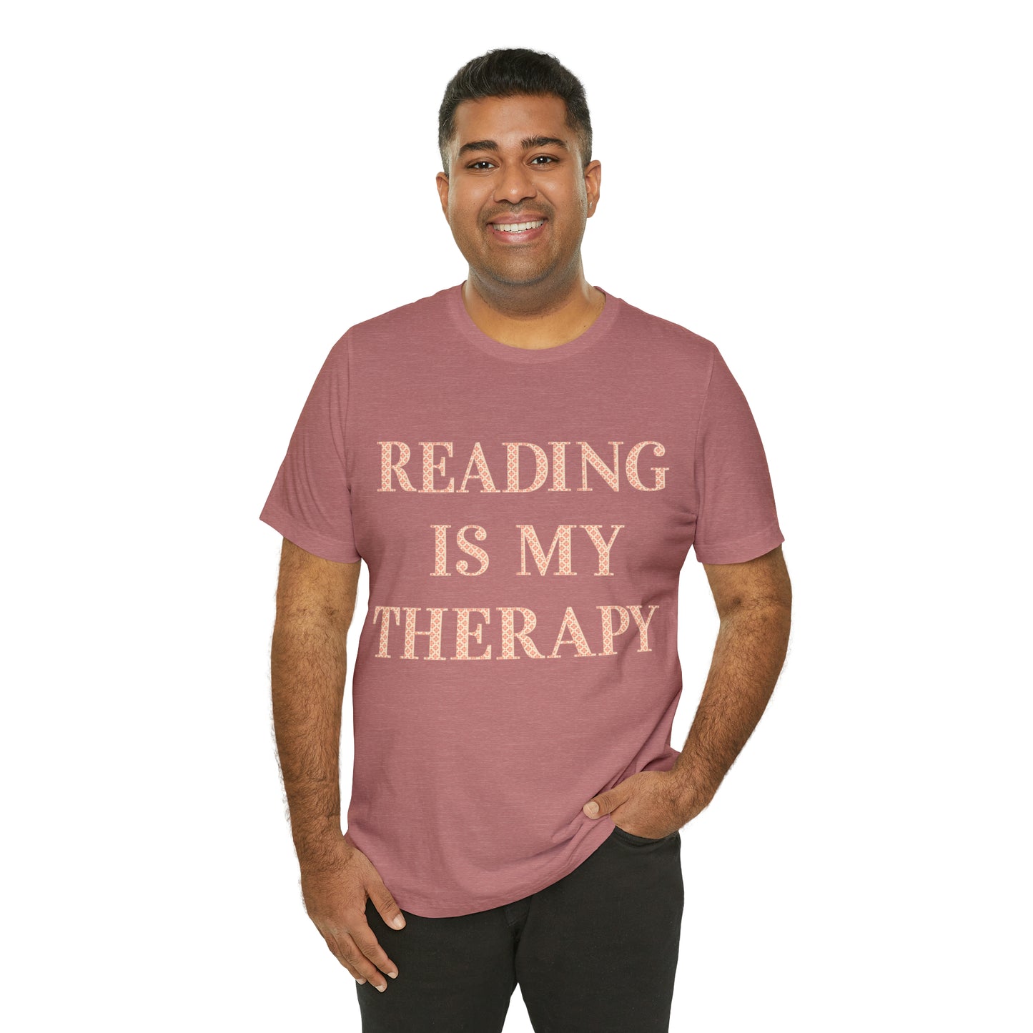 Reading Is My Therapy- Adult, Regular Fit, Soft Cotton, Full Size Image T-Shirt
