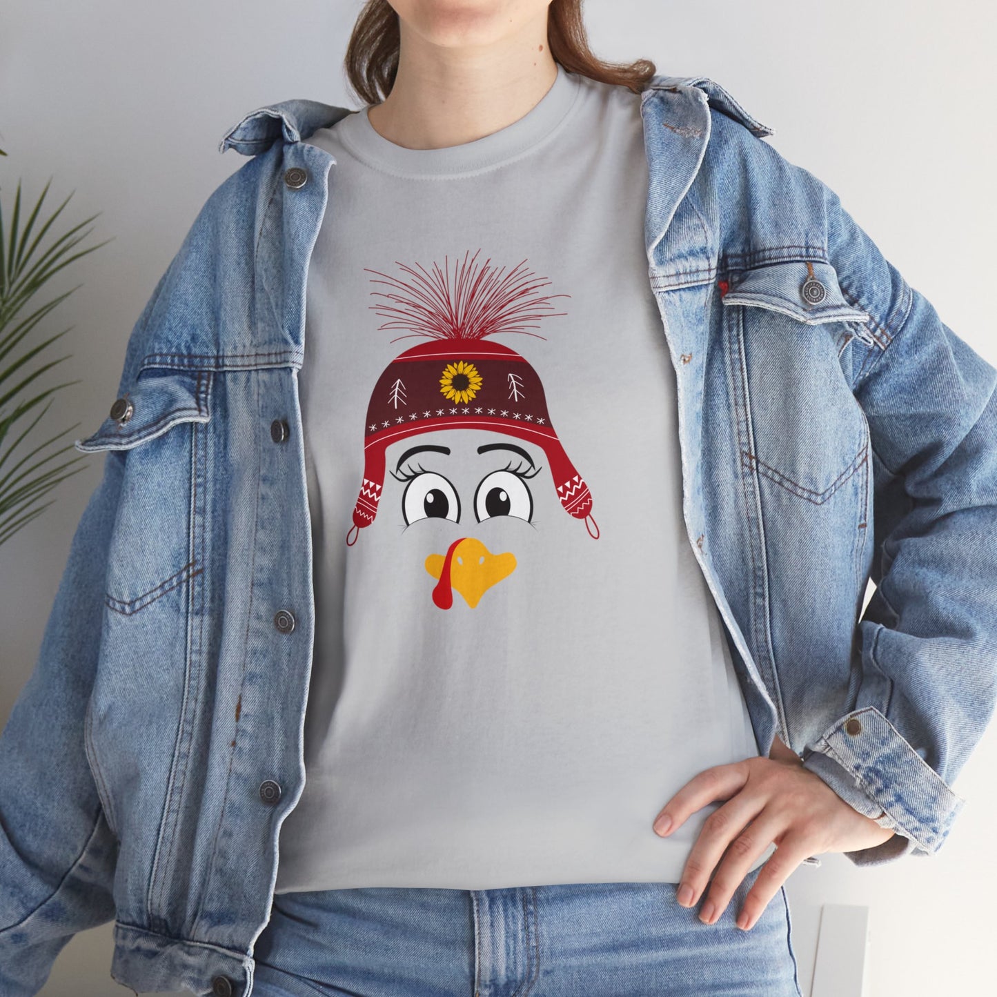 Thanksgiving Funny, Cute Turkey face T-shirt-Unisex Heavy Cotton Tee
