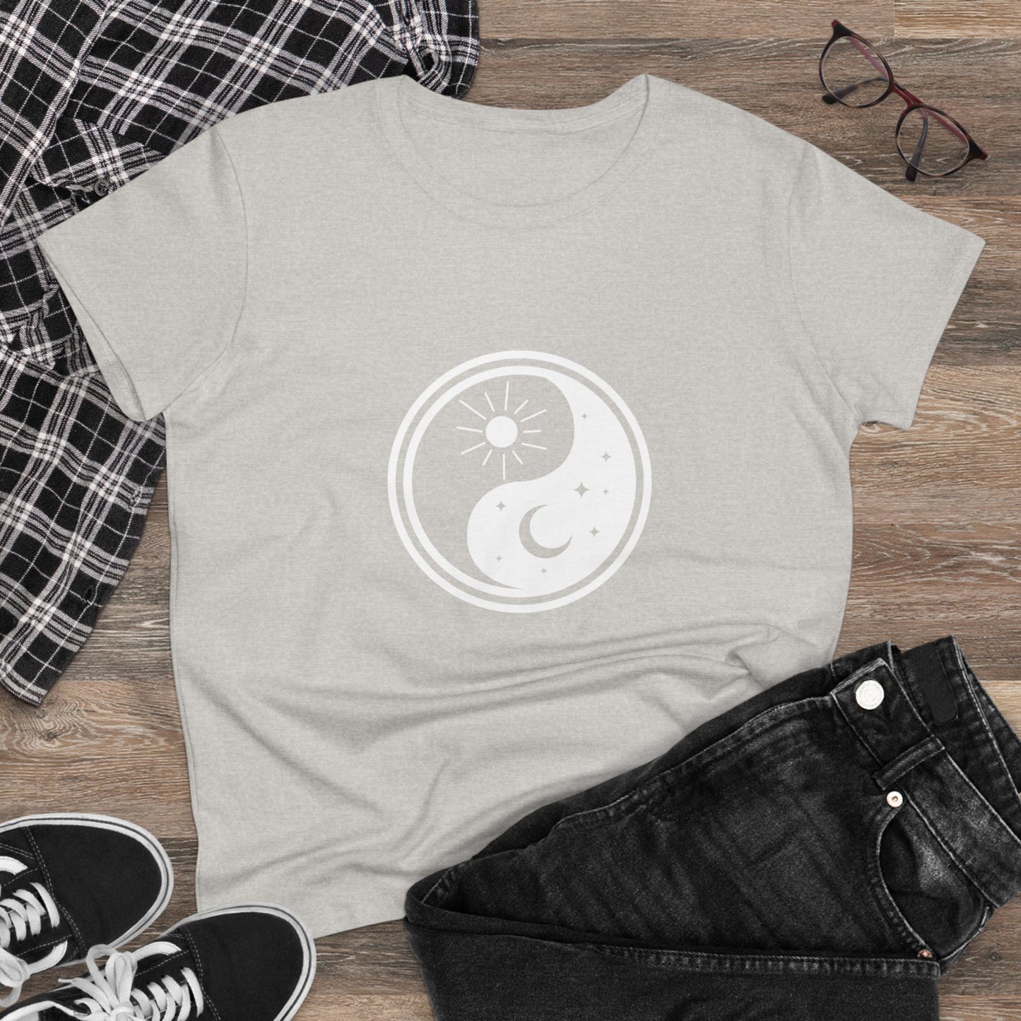 Symbol, Ying Yang, Sun and Moon - Adult, Semi-fitted, T-shirt