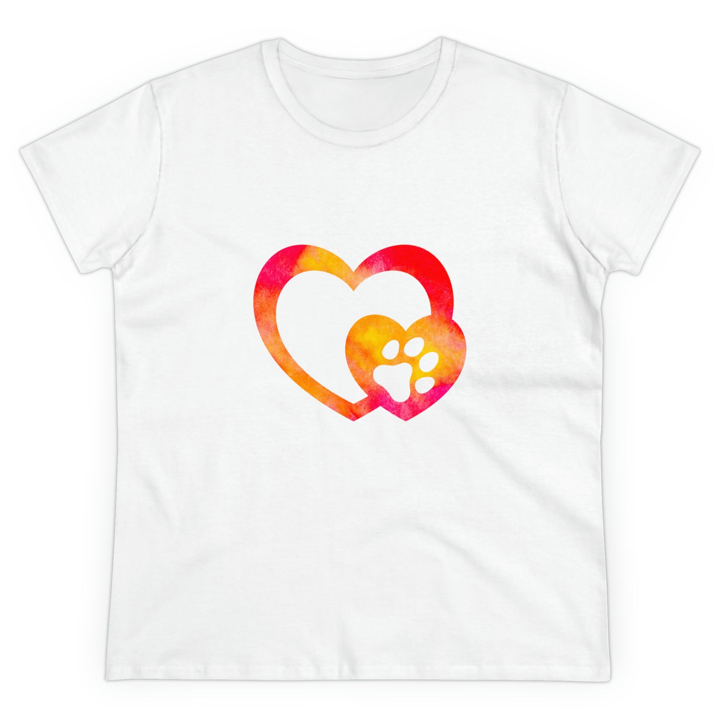 Art, Colorful, Love, Dog Paw- Adult, Semi-fitted, T-shirt