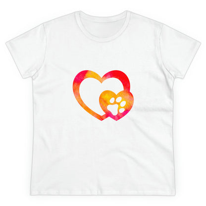 Art, Colorful, Love, Dog Paw- Adult, Semi-fitted, T-shirt