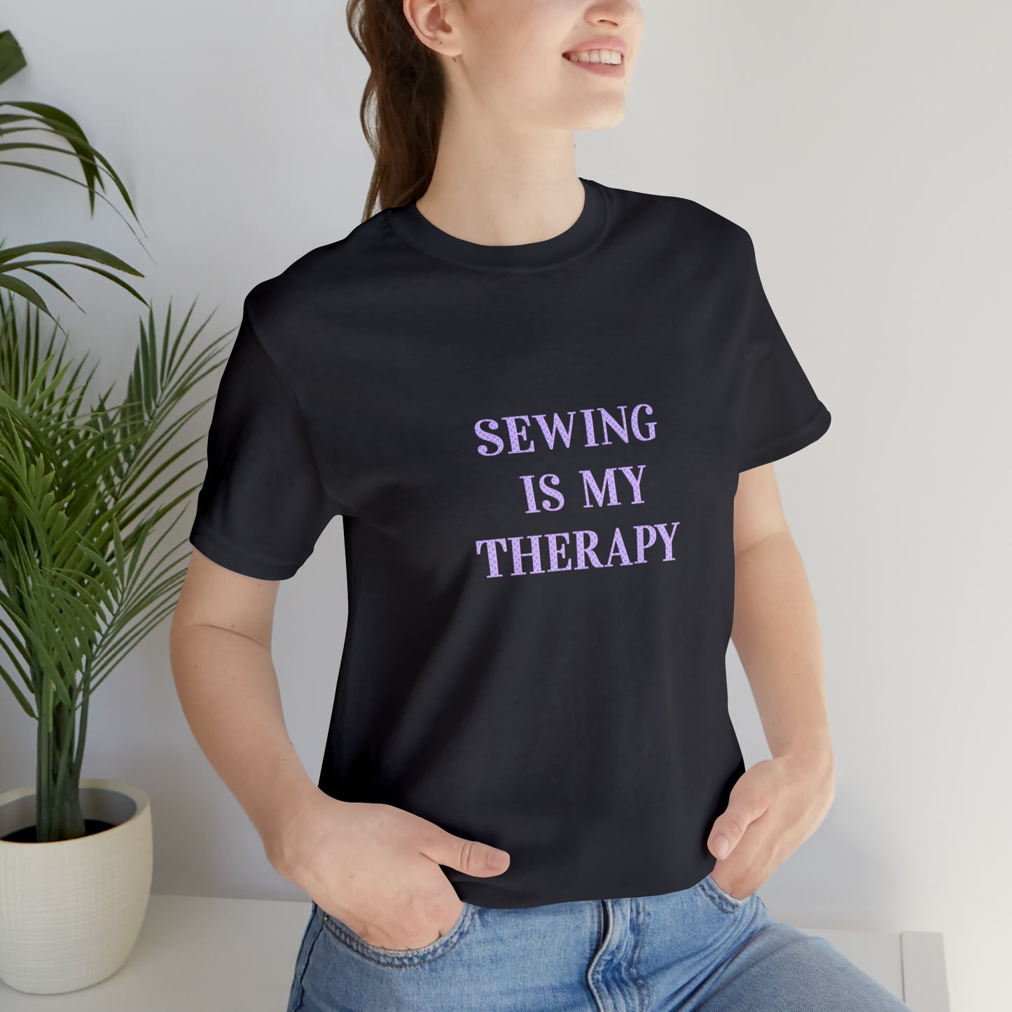 Sewing Is My Therapy- Adult, Regular Fit, Soft Cotton, Smaller Size Image, T-shirt
