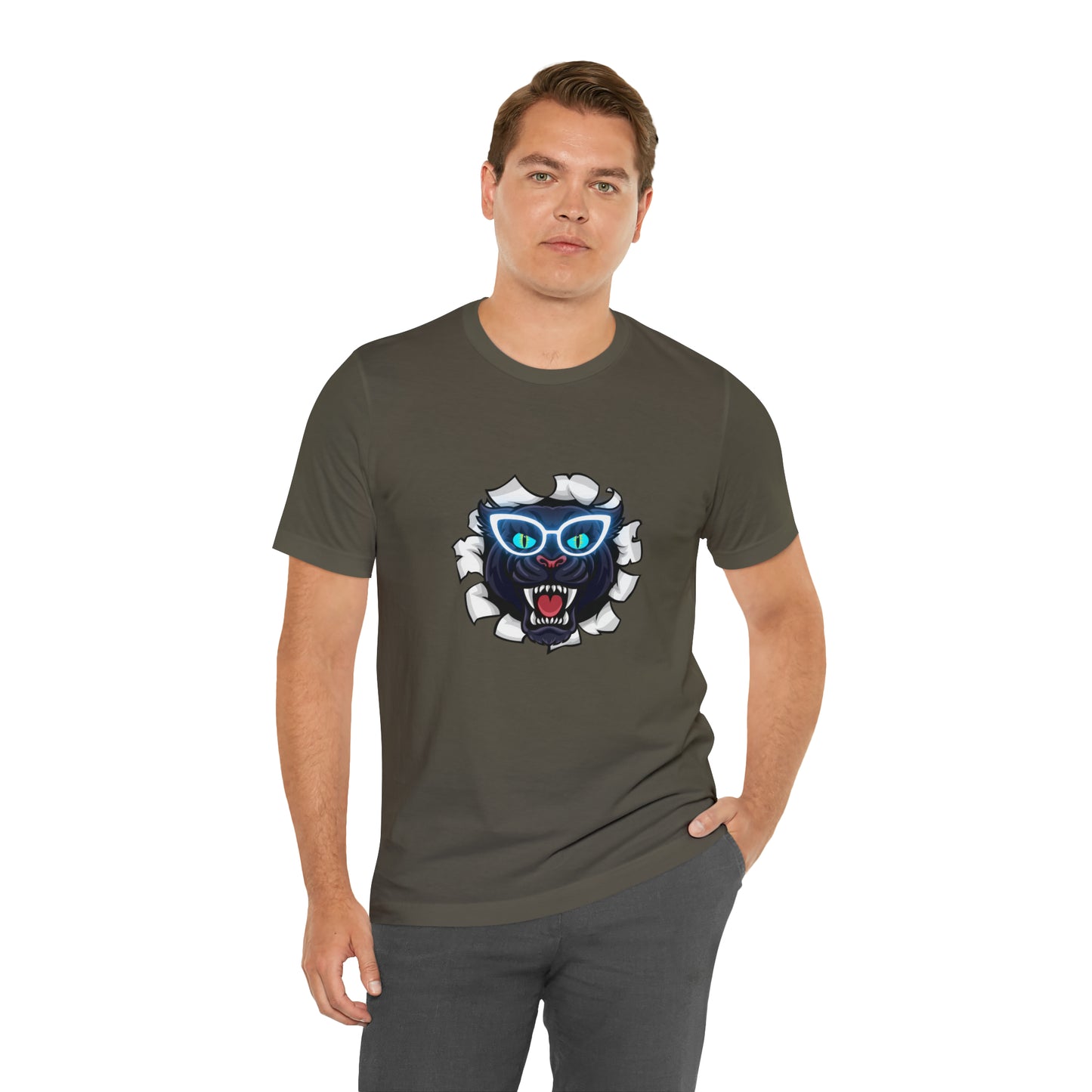 Holidays, Halloween, Animals, Felines, Funny, Sports, Panthers- Adult, Regular Fit, Soft Cotton, T-shirt