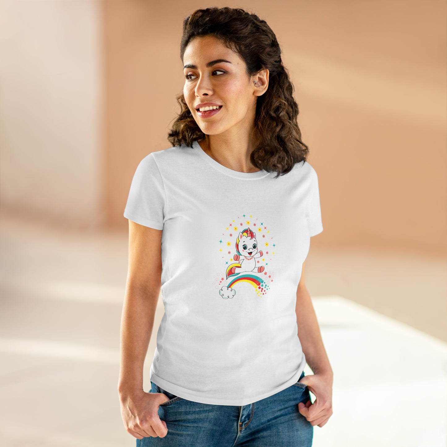 Fantasy, Unicorn, Positive, Things, Rainbow- Adult, Semi-fitted T-shirt