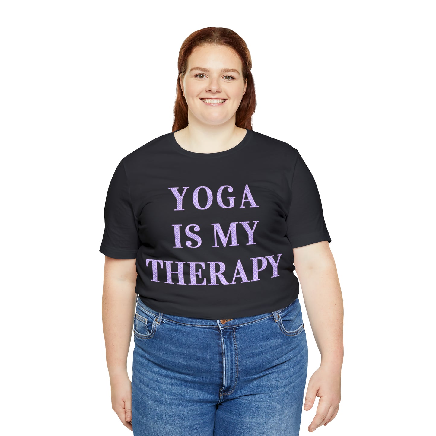 Yoga Is My Therapy- Adult, Regular Fit, Soft Cotton, Full Size Image, T-shirt