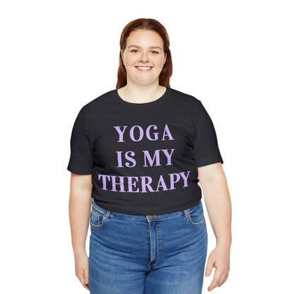 Yoga Is My Therapy- Adult, Regular Fit, Soft Cotton, Full Size Image, T-shirt