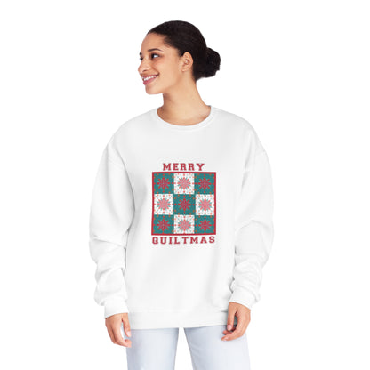Merry Quiltmas, Merry Christmas Quilting Sweatshirt- Unisex NuBlend® Crewneck Sweatshirt