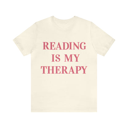 Reading Is My Therapy- Adult, Regular Fit, Soft Cotton, Full Size Image T-Shirt