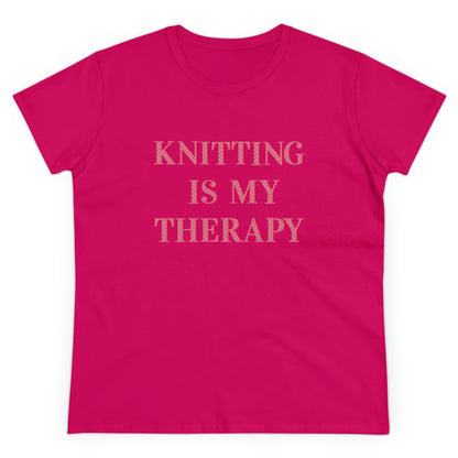 Knitting Is My Therapy- Adult, Semi-fitted T-shirt