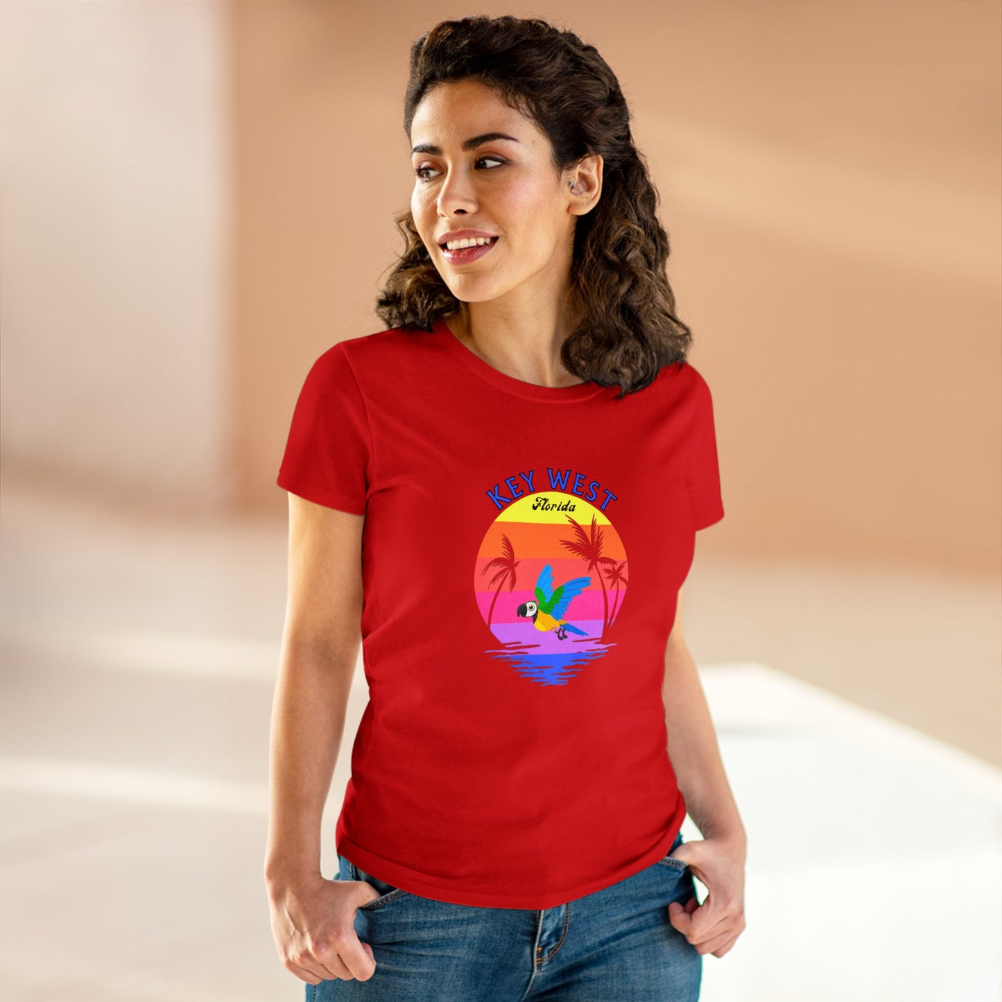 Places, Beach, Key West, Florida, United States of America, Animals, Birds- Adult, Semi-fitted T-shirt