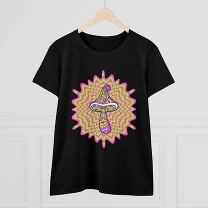 Colorful, Retro Mushrooms- Adult, Semi-fitted, Smaller Size Image, T-shirt