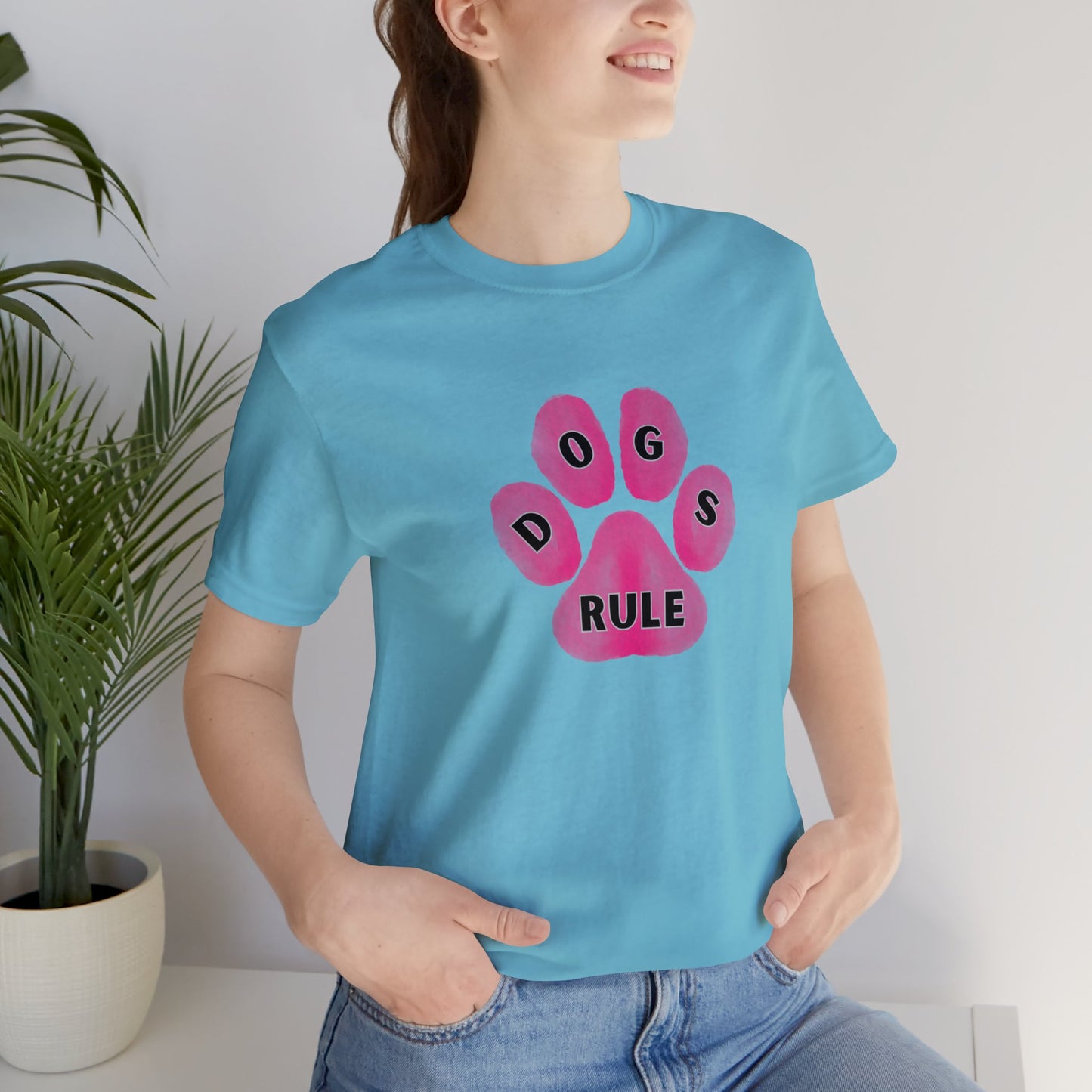 Art, Colorful, Dog Paw, Dogs Rule- Adult, Regular Fit, Soft Cotton, T-shirt